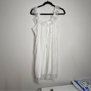 Vintage Style Lace Babydoll Nightie-White Coquette Sleepwear xl Cotton lined
